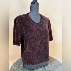 Chocolate Brown - Short Sleeve Sweater - Size XL